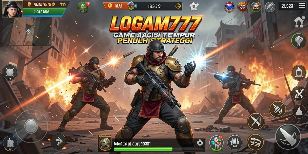 Tampilan gameplay menegangkan di LOGAM777 dengan banyak aksi.