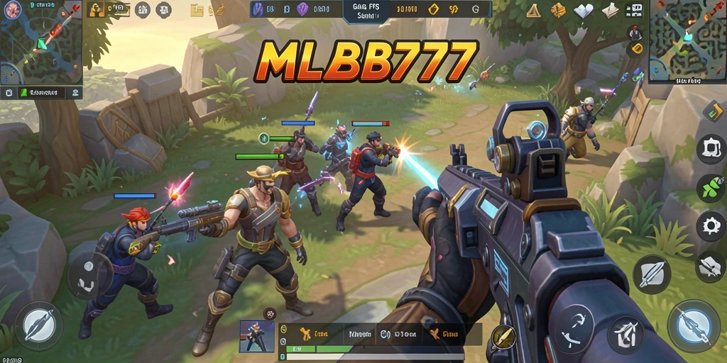 Screenshot gameplay menampilkan aksi tembak-menembak yang seru di <strong>MLBB777</strong>.