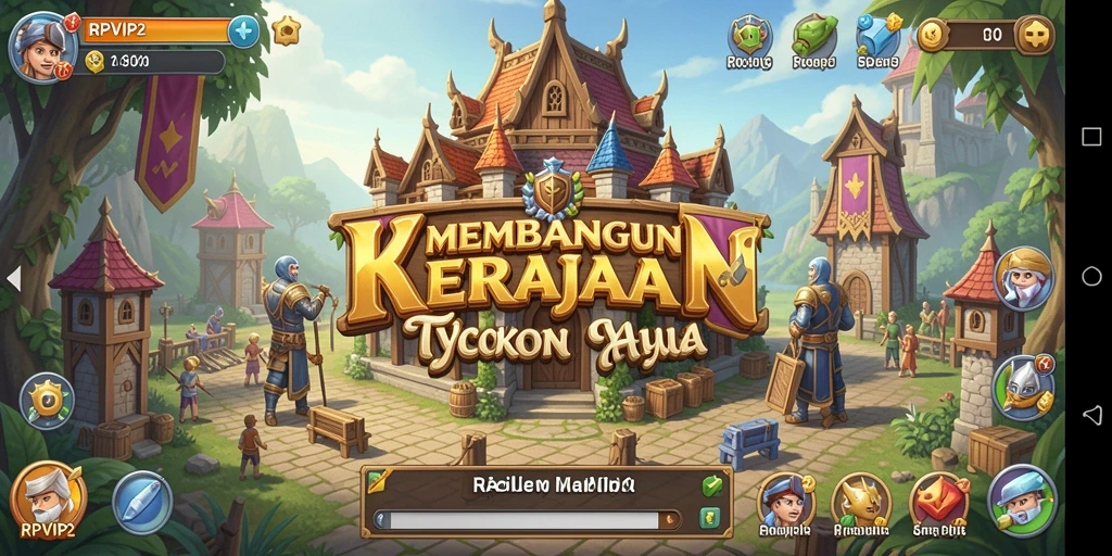Screenshot gameplay RPVIP2 menampilkan keseruan membangun kerajaan Tycoon.