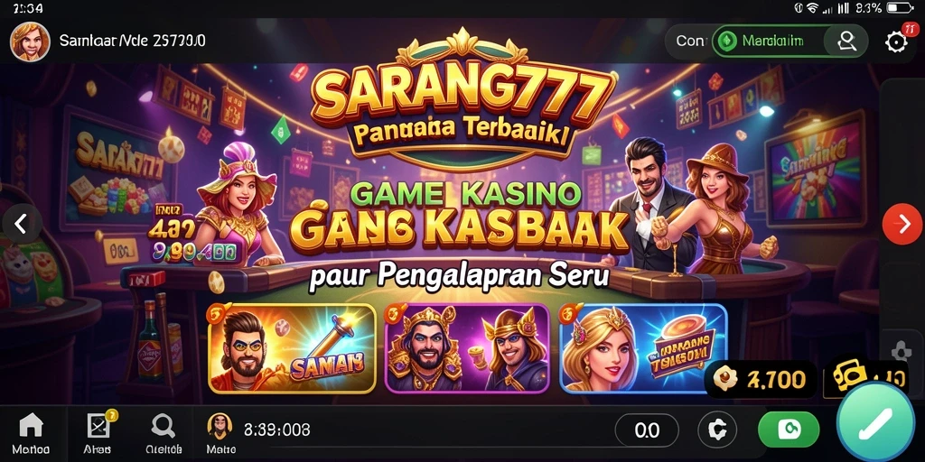 Tampilan menarik dari gameplay Kasino SARANG777 yang seru.