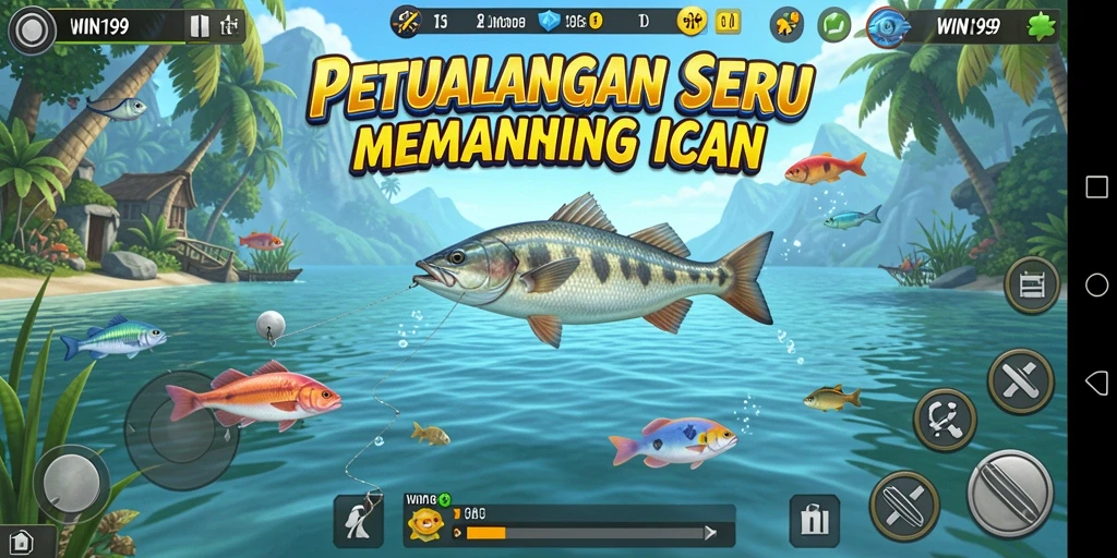 Tangkapan layar gameplay Tembak Ikan yang seru dan berwarna-warni.