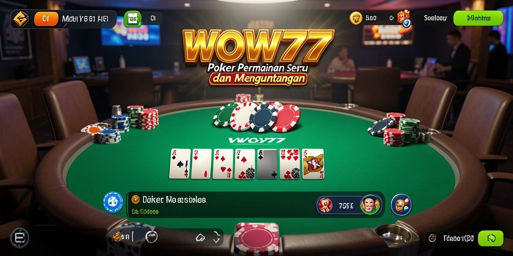 Tampilan gameplay Poker yang seru dan menarik di WOW77.
